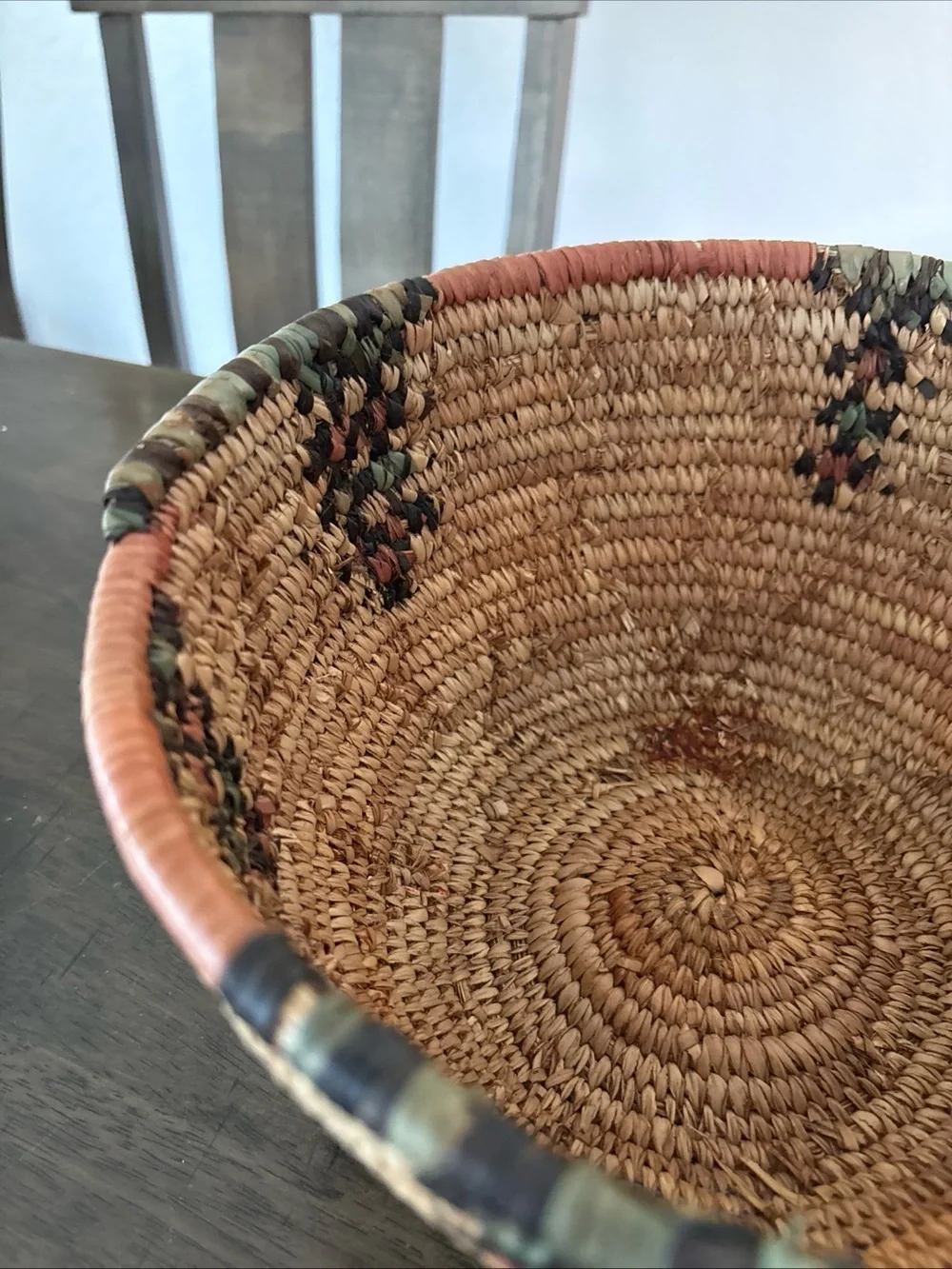 Antique  Deep Woven Grass Basket Handmade Hausa basket from northern Nigeria